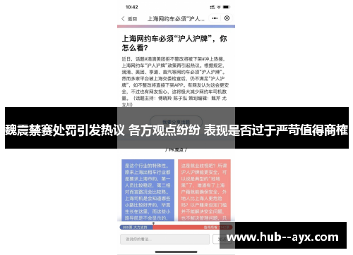 魏震禁赛处罚引发热议 各方观点纷纷 表现是否过于严苛值得商榷