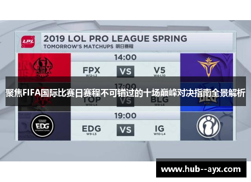 聚焦FIFA国际比赛日赛程不可错过的十场巅峰对决指南全景解析